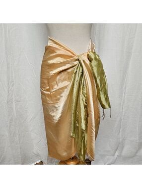 Yellow & Green Ombre Wrap, Shawl, Fringe, Satin